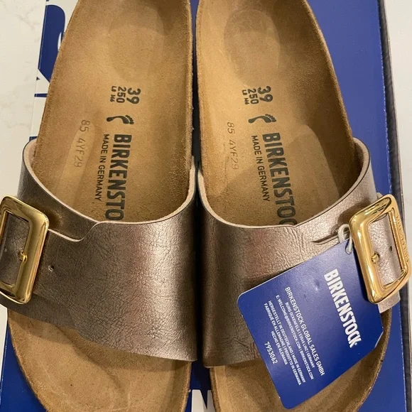 Birkenstock Bronze Sandals with Gold Buckle - Picture 4 of 6